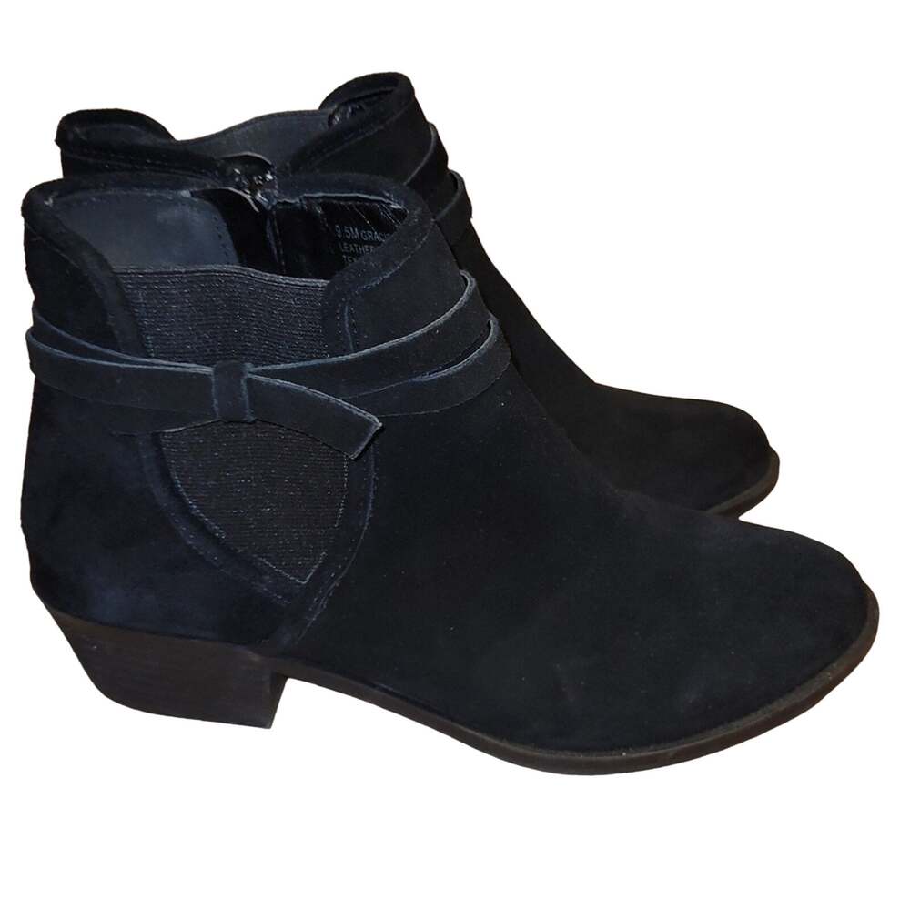 Isaac Mizrahi Black Leather Suede Booties Boho Fairy Grunge Whimsigoth Women 9.5